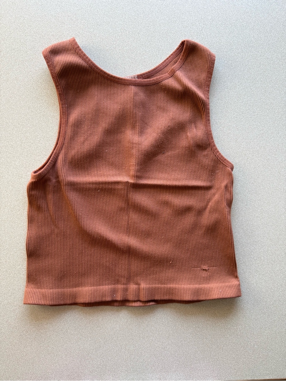 Ribbed Tank Crop Top - Rust